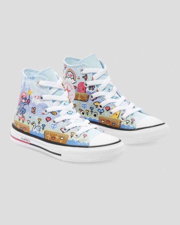 Kids' Converse Chuck Taylor All Star Girls Gamer High Tops Shoes Blue Pink White | CV-967BPA