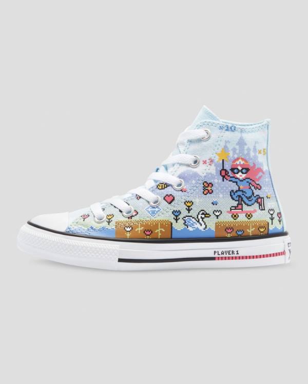 Kids' Converse Chuck Taylor All Star Girls Gamer High Tops Shoes Blue Pink White | CV-967BPA