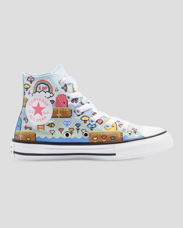 Kids' Converse Chuck Taylor All Star Girls Gamer High Tops Shoes Blue Pink White | CV-967BPA