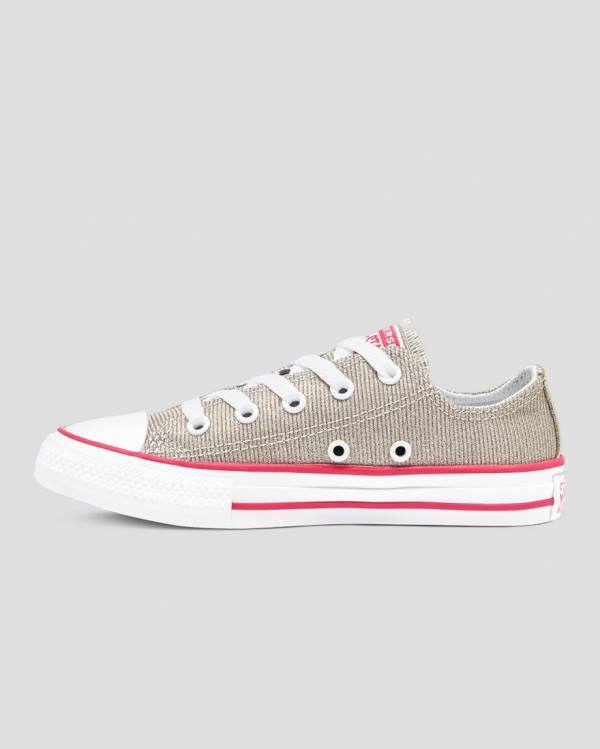 Kids' Converse Chuck Taylor All Star Glitter Textile Low Tops Shoes Brown | CV-254WYD