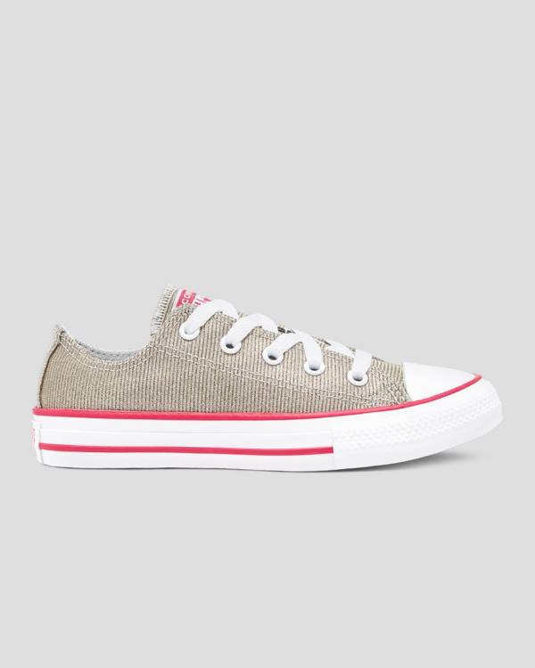 Kids\' Converse Chuck Taylor All Star Glitter Textile Low Tops Shoes Brown | CV-254WYD