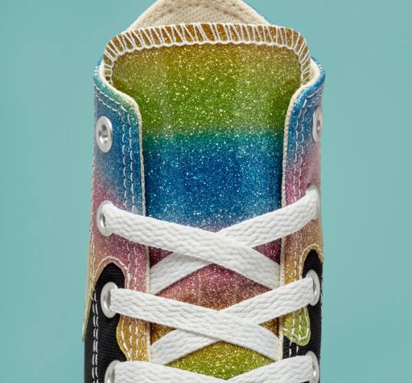 Kids' Converse Chuck Taylor All Star Glitter Drip High Tops Shoes Black / Beige White / Pink | CV-860IOL