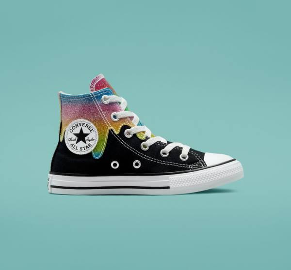 Kids\' Converse Chuck Taylor All Star Glitter Drip High Tops Shoes Black / Beige White / Pink | CV-860IOL