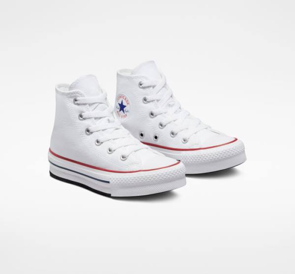 Kids' Converse Chuck Taylor All Star Lift Platform High Tops Shoes White / Dark Red / Navy | CV-104OEV