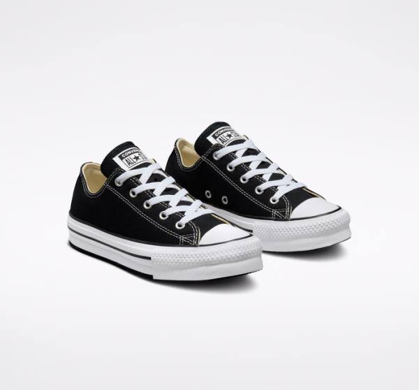 Kids' Converse Chuck Taylor All Star Lift Platform Low Tops Shoes Black / White | CV-547ATH