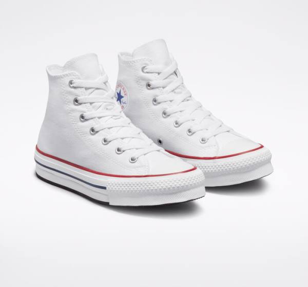 Kids' Converse Chuck Taylor All Star Lift Platform High Tops Shoes White / Dark Red / Navy | CV-780HKB