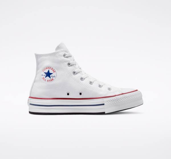 Kids\' Converse Chuck Taylor All Star Lift Platform High Tops Shoes White / Dark Red / Navy | CV-780HKB