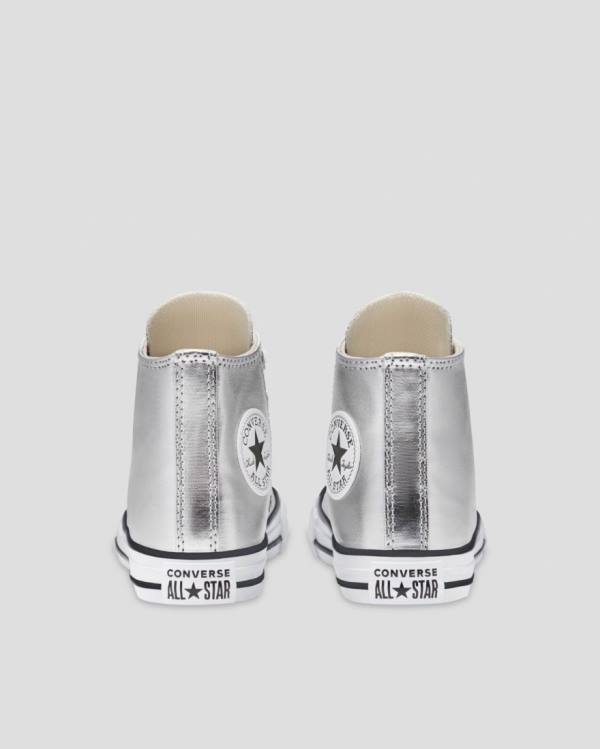 Kids' Converse Chuck Taylor All Star Metallic High Tops Shoes Silver | CV-013ISL