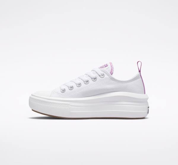 Kids' Converse Chuck Taylor All Star Move Platform Low Tops Shoes White / Purple / White | CV-547VRM