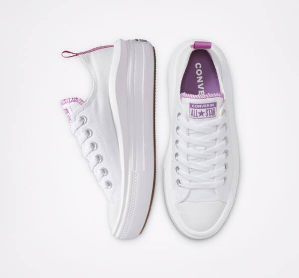 Kids' Converse Chuck Taylor All Star Move Platform Low Tops Shoes White / Purple / White | CV-547VRM