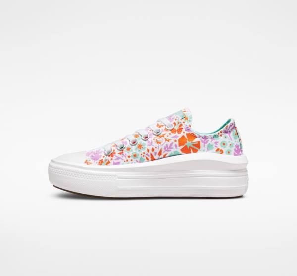 Kids' Converse Chuck Taylor All Star Move Platform Paper Floral Low Tops Shoes White / Light | CV-821TKI