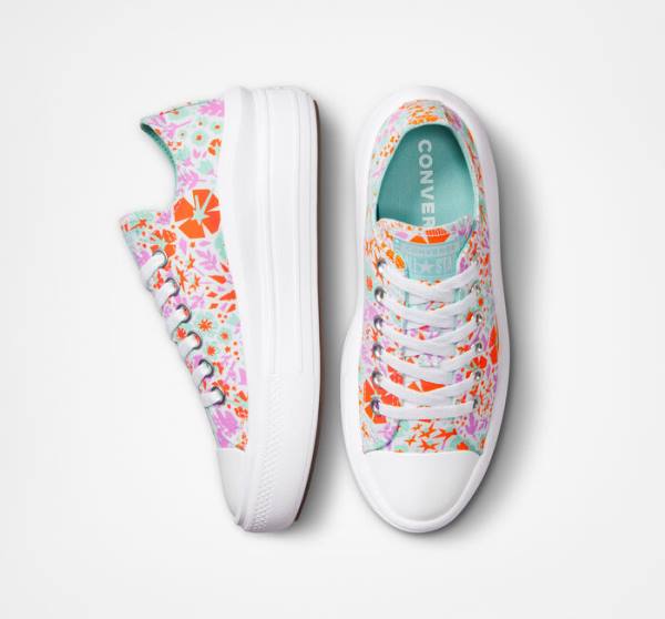 Kids' Converse Chuck Taylor All Star Move Platform Paper Floral Low Tops Shoes White / Light | CV-821TKI