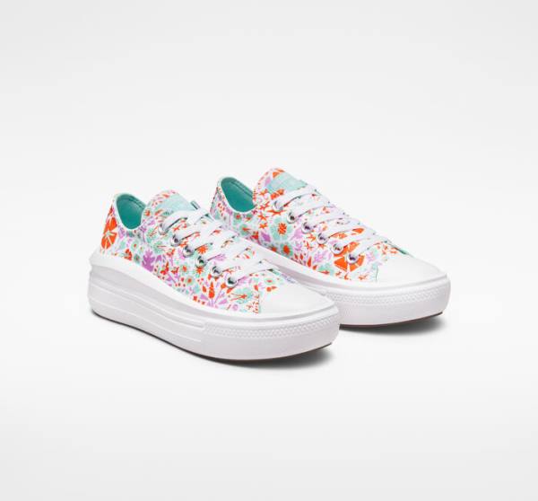 Kids' Converse Chuck Taylor All Star Move Platform Paper Floral Low Tops Shoes White / Light | CV-821TKI