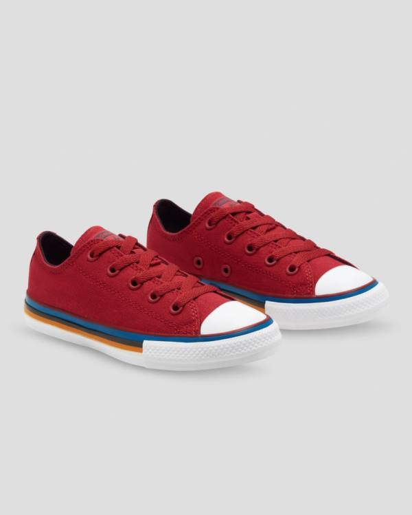 Kids' Converse Chuck Taylor All Star Multi Stripe Low Tops Shoes Red | CV-056MWR