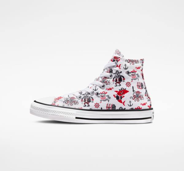 Kids' Converse Chuck Taylor All Star Pirates High Tops Shoes White / Red / Black | CV-829COP