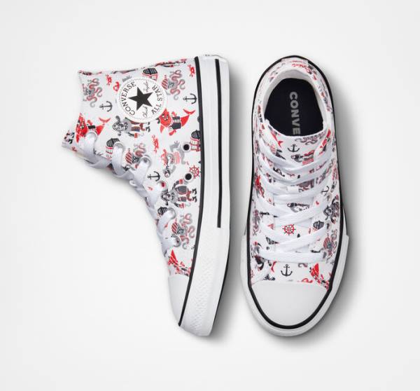 Kids' Converse Chuck Taylor All Star Pirates High Tops Shoes White / Red / Black | CV-829COP