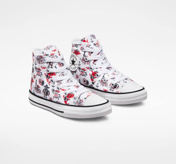 Kids' Converse Chuck Taylor All Star Pirates High Tops Shoes White / Red / Black | CV-829COP