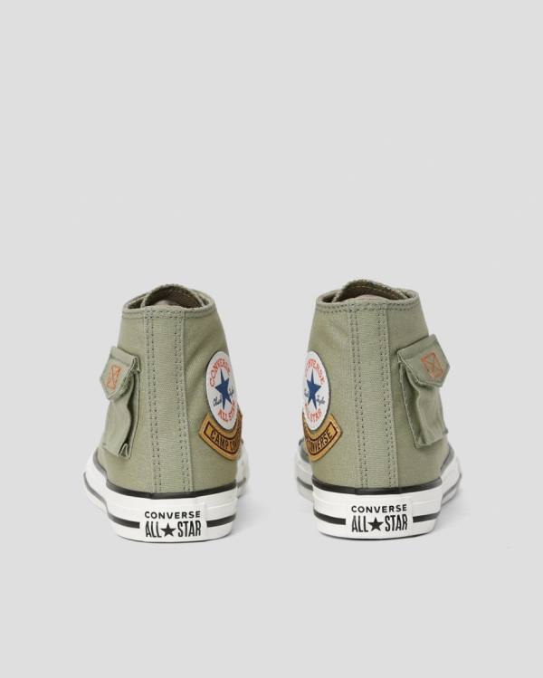 Kids' Converse Chuck Taylor All Star Pocket Camp High Tops Shoes Green | CV-563KMC