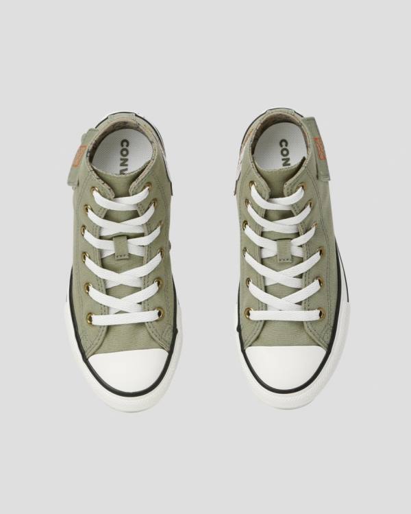 Kids' Converse Chuck Taylor All Star Pocket Camp High Tops Shoes Green | CV-563KMC