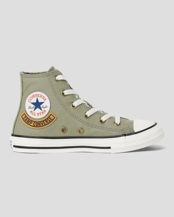 Kids\' Converse Chuck Taylor All Star Pocket Camp High Tops Shoes Green | CV-563KMC