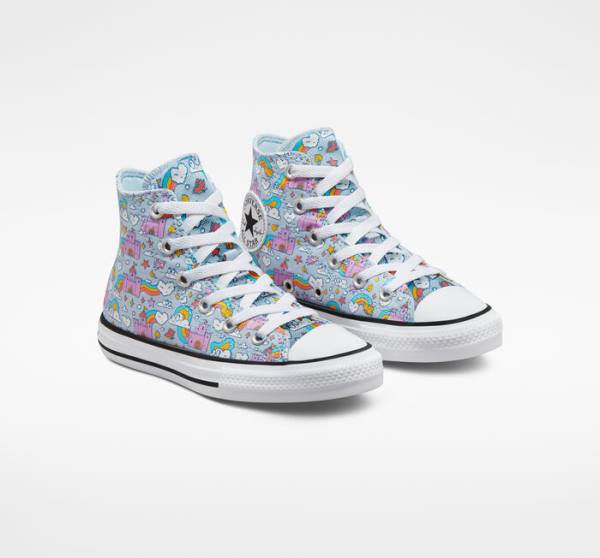 Kids' Converse Chuck Taylor All Star Rainbow Castles High Tops Shoes Blue / Pink | CV-147OTK