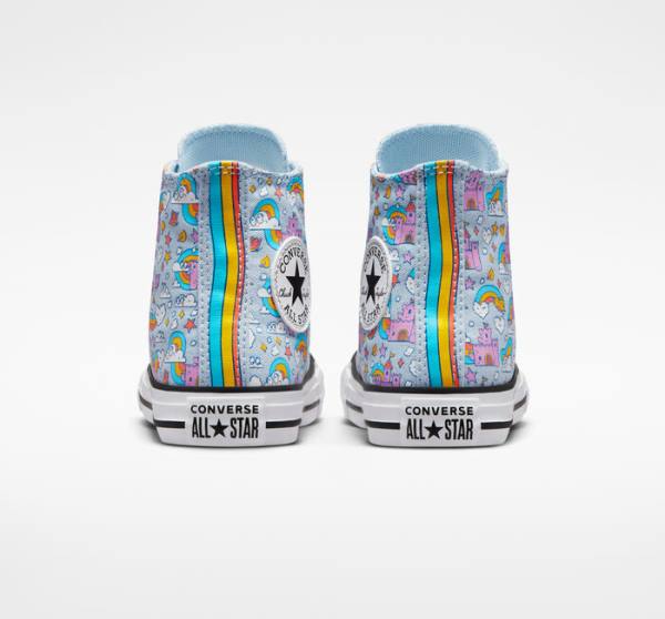 Kids' Converse Chuck Taylor All Star Rainbow Castles High Tops Shoes Blue / Pink | CV-147OTK