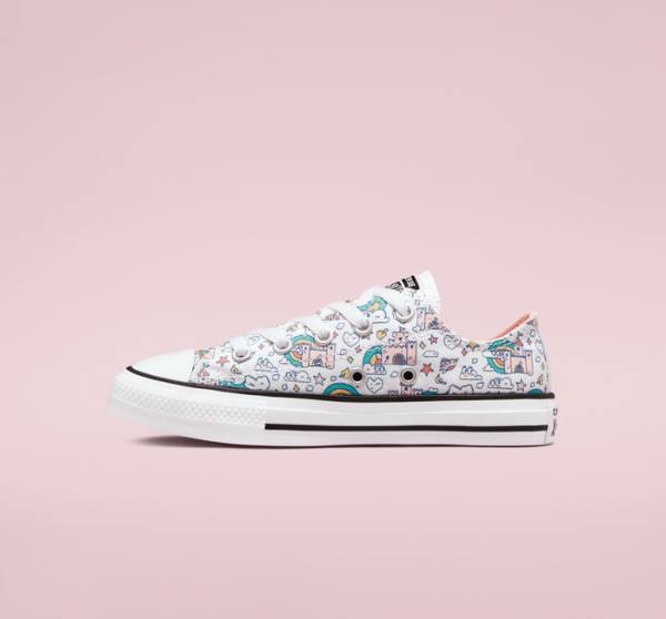 Kids' Converse Chuck Taylor All Star Rainbow Castles Low Tops Shoes White / Pink / Turquoise | CV-324TSP