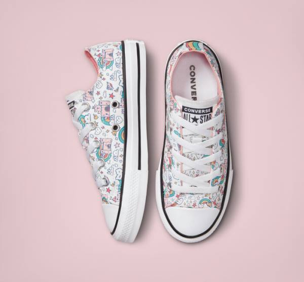 Kids' Converse Chuck Taylor All Star Rainbow Castles Low Tops Shoes White / Pink / Turquoise | CV-324TSP