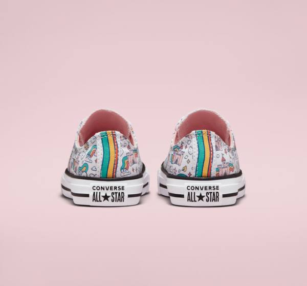 Kids' Converse Chuck Taylor All Star Rainbow Castles Low Tops Shoes White / Pink / Turquoise | CV-324TSP