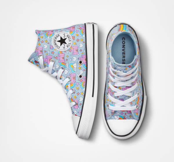 Kids' Converse Chuck Taylor All Star Rainbow Castles High Tops Shoes Blue / Pink | CV-584IYN