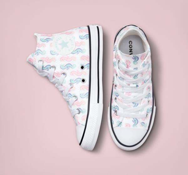 Kids' Converse Chuck Taylor All Star Seahorses High Tops Shoes White / Pink / Light | CV-325QYA