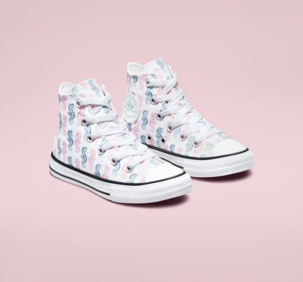 Kids' Converse Chuck Taylor All Star Seahorses High Tops Shoes White / Pink / Light | CV-830SEP