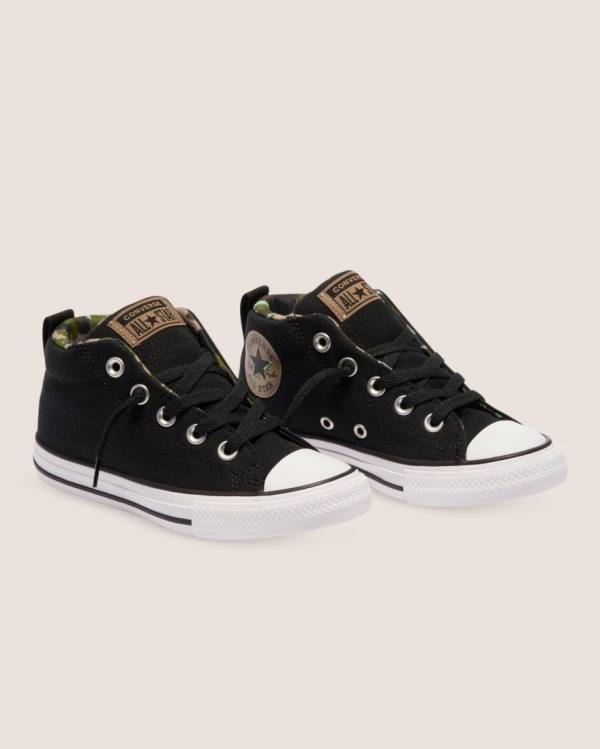 Kids' Converse Chuck Taylor All Star Street Digi Camo High Tops Shoes Black | CV-756KBI