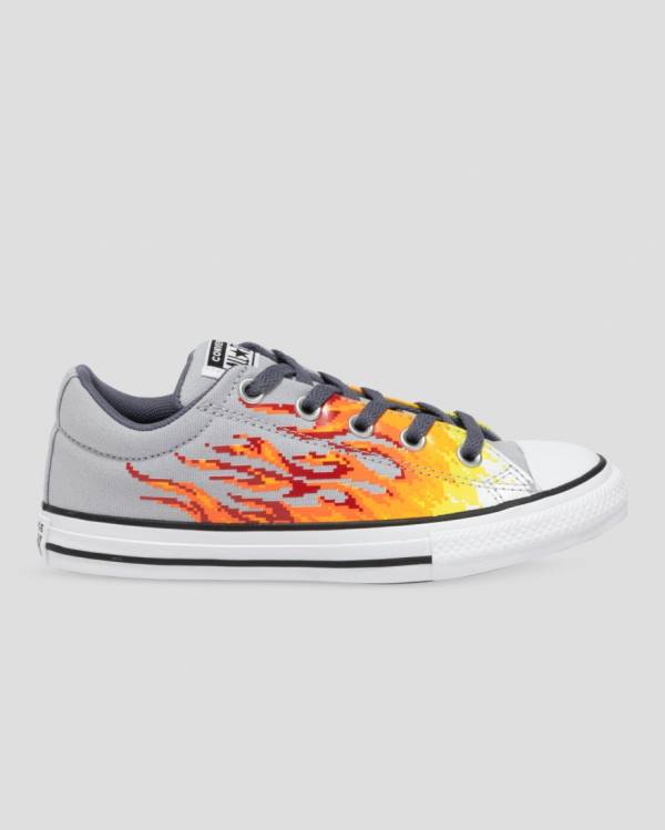 Kids\' Converse Chuck Taylor All Star Street Digi Flame Low Tops Shoes Grey Yellow | CV-965HBX