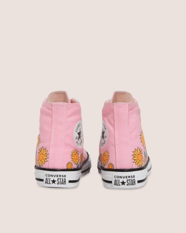 Kids' Converse Chuck Taylor All Star Sunflower Print High Tops Shoes Pink | CV-249JKX