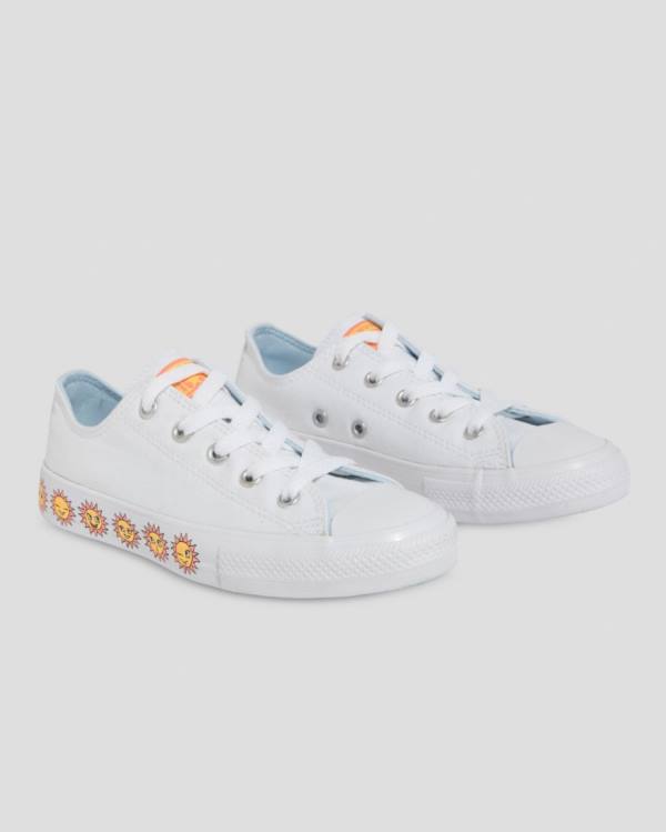 Kids' Converse Chuck Taylor All Star Sunny Side Print Low Tops Shoes White | CV-619SZK