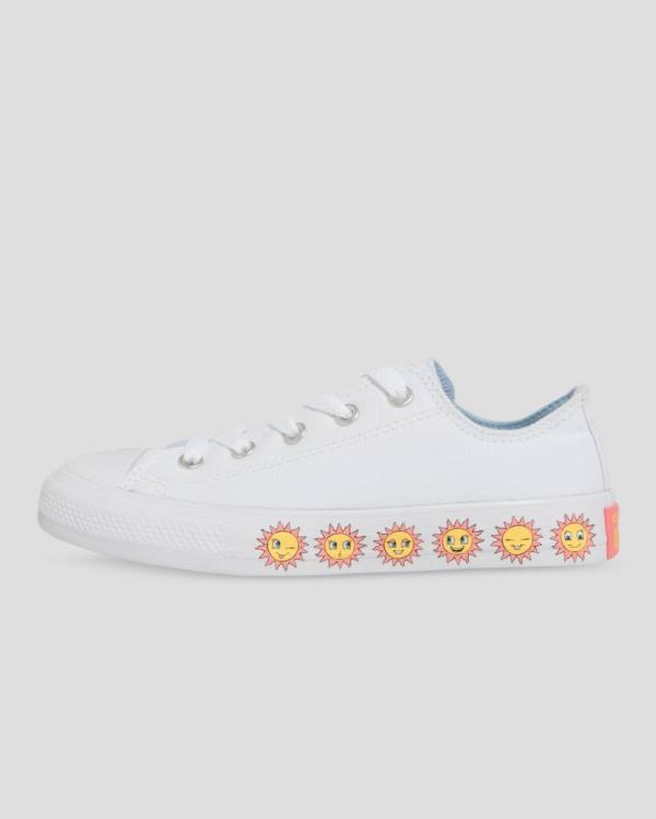 Kids' Converse Chuck Taylor All Star Sunny Side Print Low Tops Shoes White | CV-619SZK