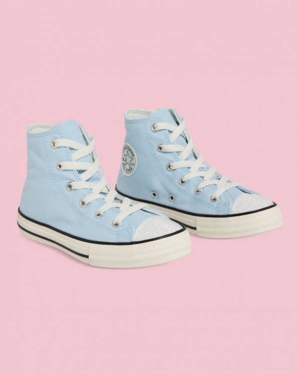 Kids' Converse Chuck Taylor All Star UV Glitter High Tops Shoes Blue | CV-321QSV