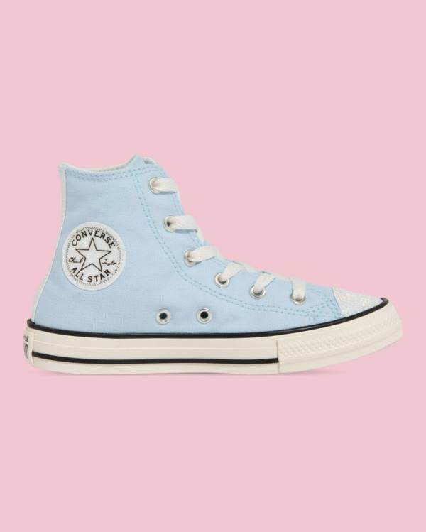 Kids\' Converse Chuck Taylor All Star UV Glitter High Tops Shoes Blue | CV-321QSV