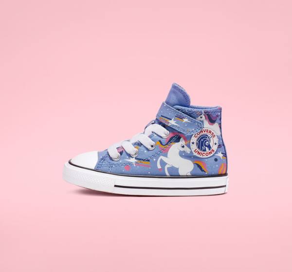 Kids' Converse Chuck Taylor All Star Unicons Hook and Loop High Tops Shoes Light Blue / Black / White | CV-126LJZ