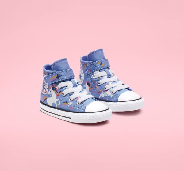 Kids' Converse Chuck Taylor All Star Unicons Hook and Loop High Tops Shoes Light Blue / Black / White | CV-126LJZ