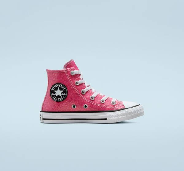 Kids' Converse Chuck Taylor All Star Winter Glitter High Tops Shoes Pink / Black / White | CV-083HXQ