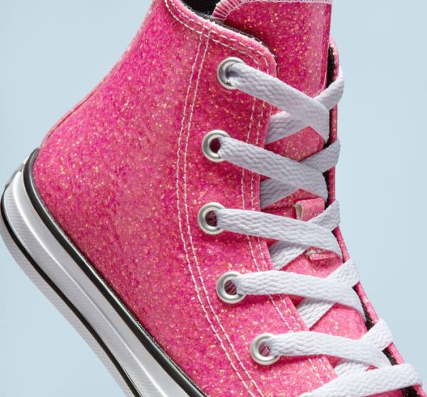 Kids' Converse Chuck Taylor All Star Winter Glitter High Tops Shoes Pink / Black / White | CV-083HXQ