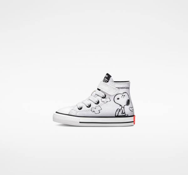 Kids' Converse Peanuts Chuck Taylor All Star Easy-On High Tops Shoes White / Black / Red | CV-235ZSM