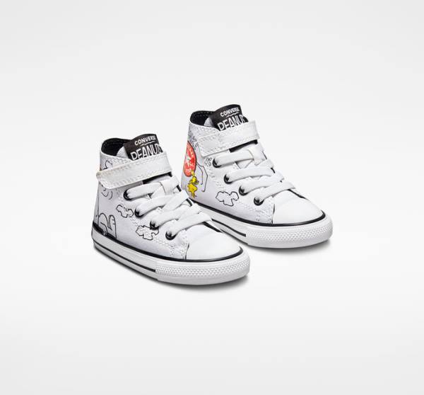 Kids' Converse Peanuts Chuck Taylor All Star Easy-On High Tops Shoes White / Black / Red | CV-235ZSM