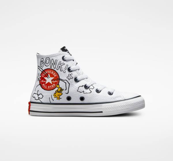 Kids\' Converse Peanuts Chuck Taylor All Star High Tops Shoes White / Black / Red | CV-591HMT