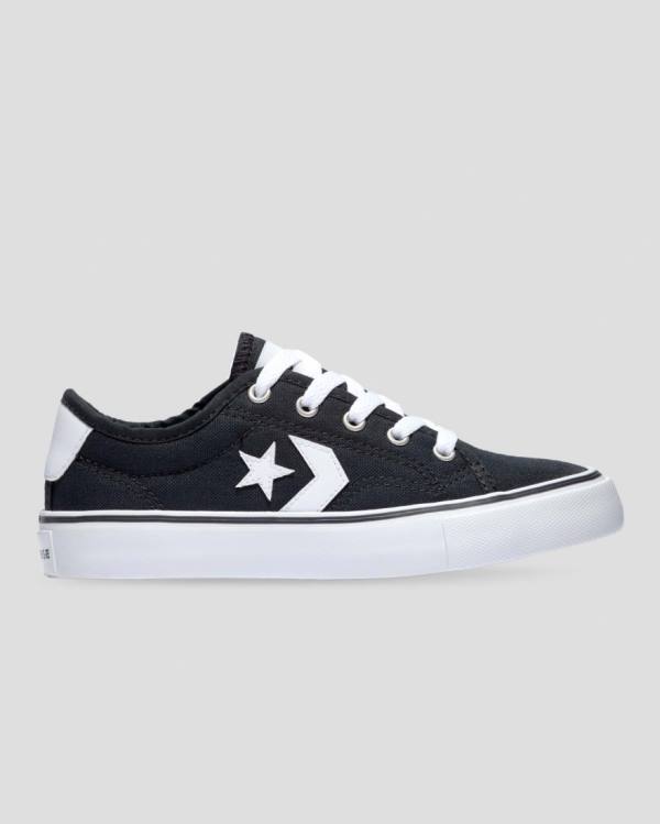 Kids' Converse Star Replay Webbed Canvas Low Tops Shoes Black | CV-651QOH