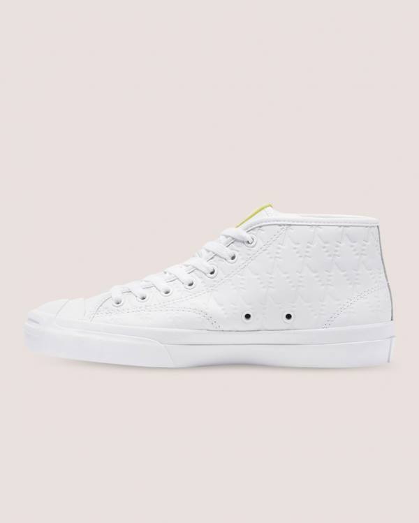 Men's Converse Alexis Sablone Pride Jack Purcell Pro High Tops Shoes White | CV-107ORS