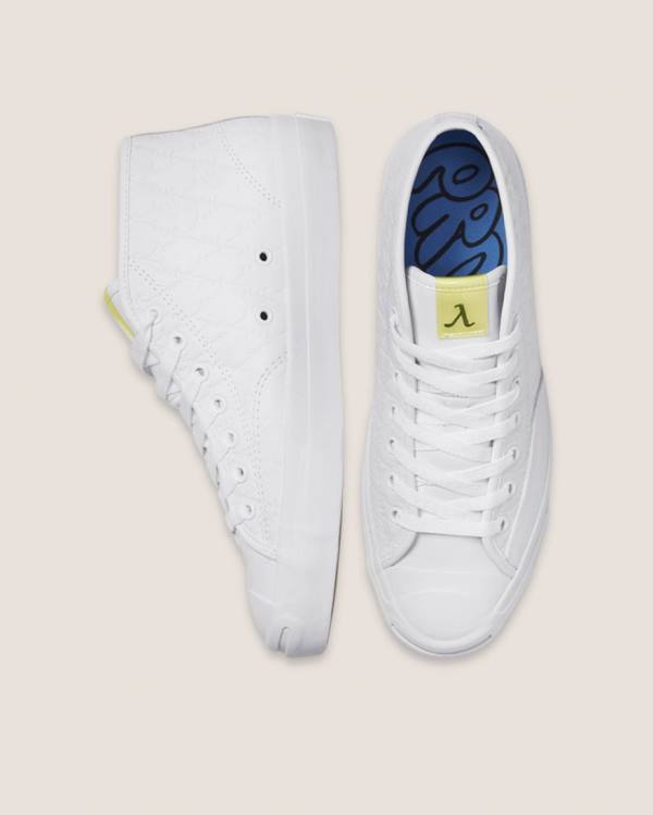 Men's Converse Alexis Sablone Pride Jack Purcell Pro High Tops Shoes White | CV-107ORS