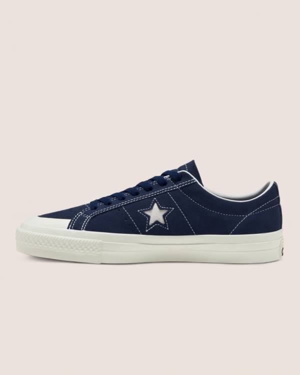 Men's Converse CONS Alexis Sablone One Star Pro Suede Low Tops Shoes Blue | CV-796RFZ